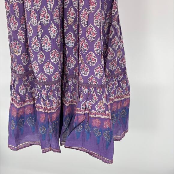 NEW Bell by Alicia Bell Mandy Maxi Skirt M Tiered Ruffle Lace Smocked Tuckernuck - Picture 5 of 11